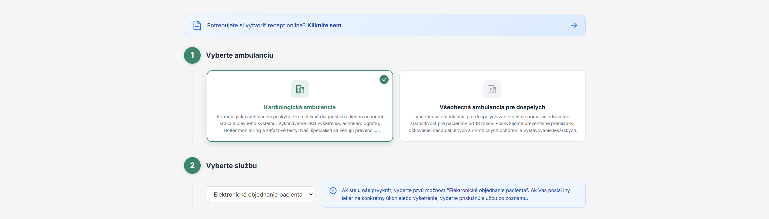 Výber ambulancie a služby