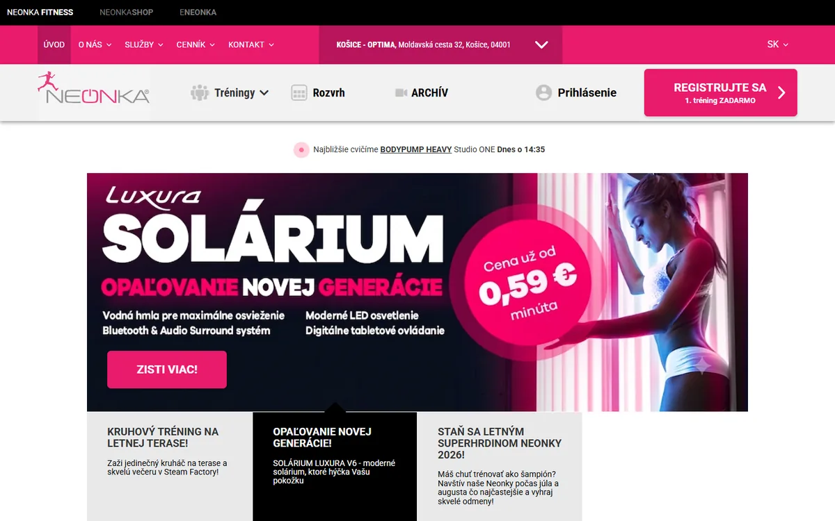 NEONKA fitness centre – website